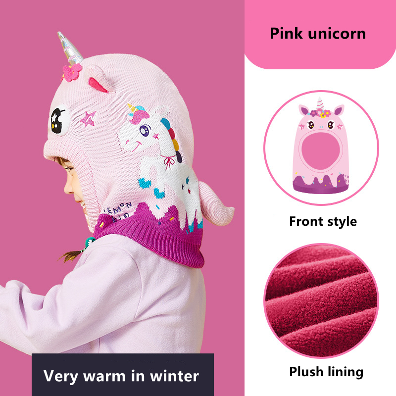 Kids Hat Scarf Gloves Set 3D D - Knit Beanie Hat Warm 评论和价格