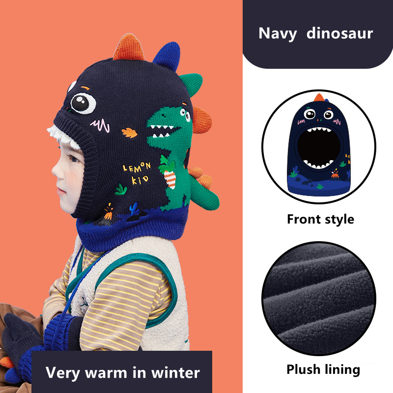 Kids Hat Scarf Gloves Set 3D D - Knit Beanie Hat Warm 评论和价格