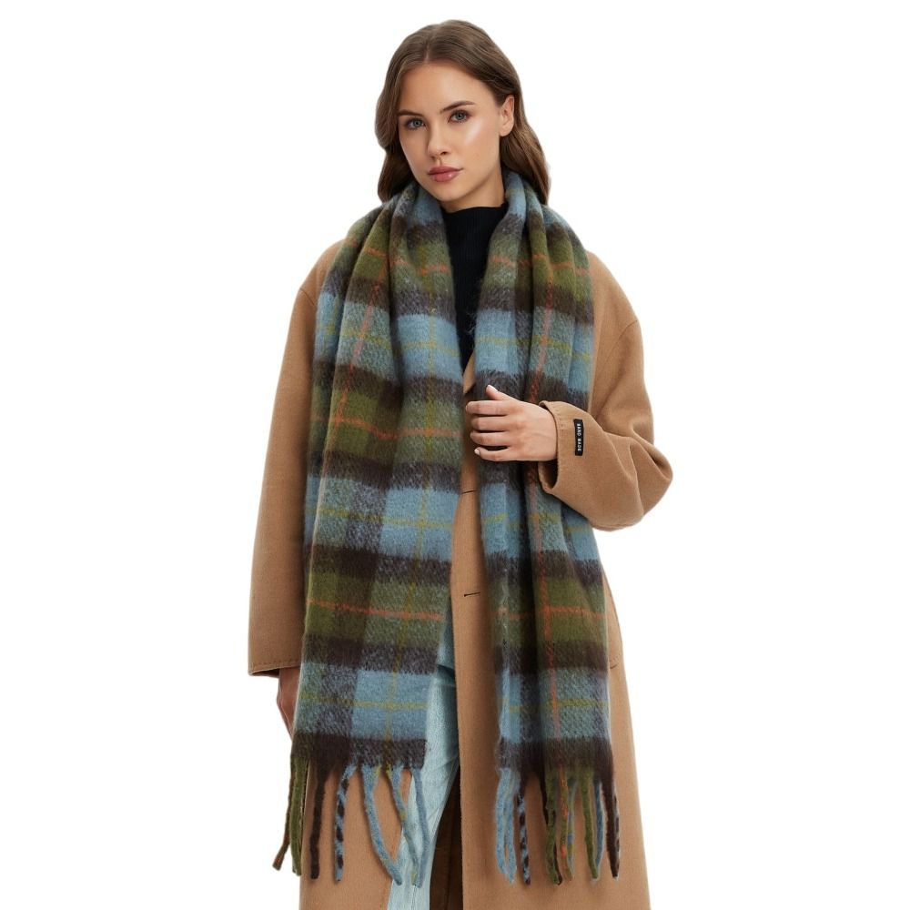 Elegant Mohair Plaid Wool Scar - Wool Scarf Men 评论和价格