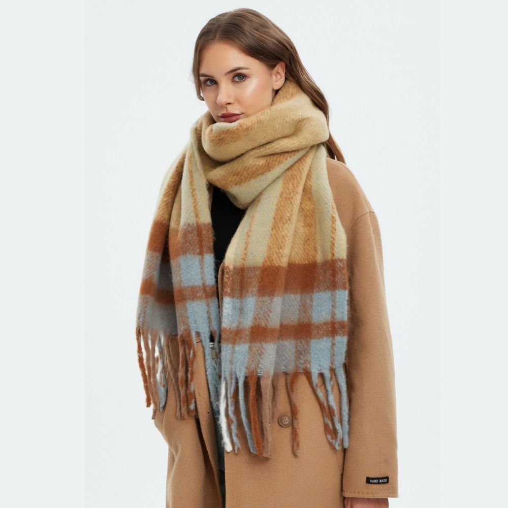 Elegant Mohair Plaid Wool Scar - Wool Scarf Men 评论和价格