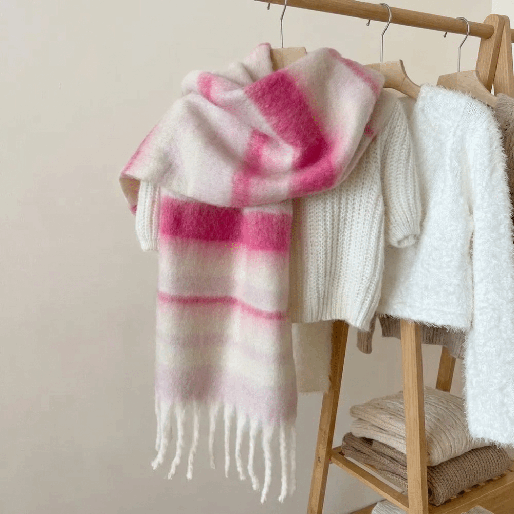 Elegant Mohair Stripe Wool Sca - Wool Scarf Men 评论和价格