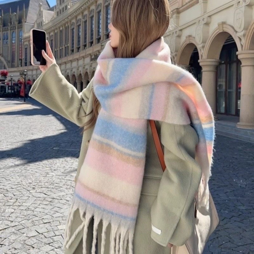 Elegant Mohair Stripe Wool Sca - Wool Scarf Men 评论和价格